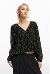 FLORAL PRINT BLOUSE - black