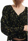 FLORAL PRINT BLOUSE - black
