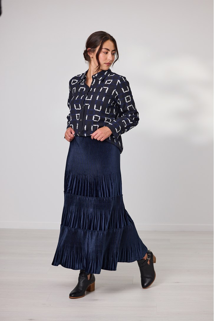 VELVET PLEAT SKIRT