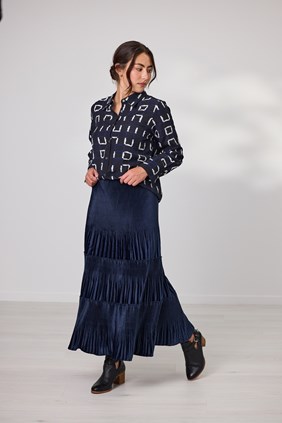 VELVET PLEAT SKIRT