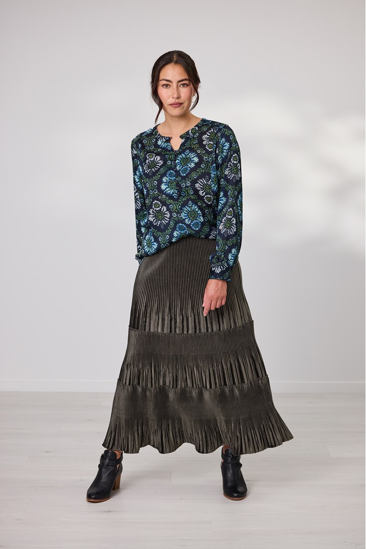 VELVET PLEAT SKIRT