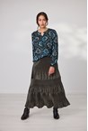 VELVET PLEAT SKIRT - olive