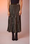 VELVET PLEAT SKIRT - olive