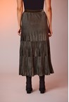 VELVET PLEAT SKIRT - olive