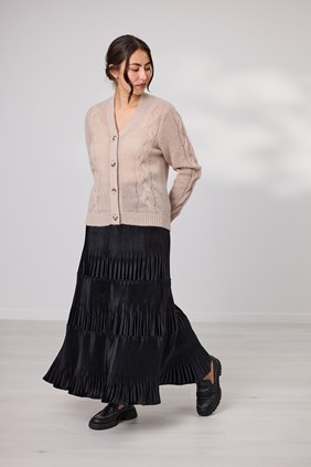 VELVET PLEAT SKIRT