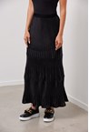 VELVET PLEAT SKIRT - black