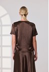 STELLA SATIN TOP - chocolate