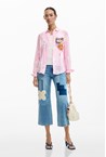 STRIPE FLOWER SHIRT - pink