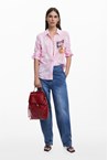 STRIPE FLOWER SHIRT - pink