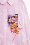 STRIPE FLOWER SHIRT - pink