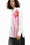 PINK FLOWER SHIRT - white