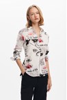 FLORAL TEXT SHIRT - black
