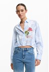 STRIPE FLOWER SHIRT - blues
