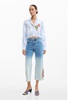 STRIPE FLOWER SHIRT - blues