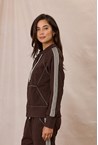 ORIGIN ZIP FRONT SWEATSHIRT - cocoa