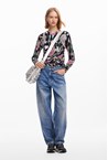 FLORAL SWEATER - black