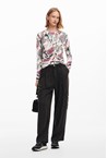FLORAL SWEATER - white