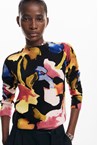 ART FLOWER SWEATER - black