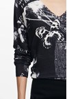 KNITTED TEXT SWEATER - black