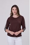 MEMPHIS RIB SPLICE TEE - cocoa