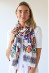 FLOWER TASSLE SCARF - multi