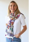 FLOWER TASSLE SCARF - multi