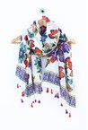 FLOWER TASSLE SCARF - multi