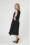 VELLINI LINEN DRESS - black