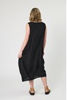 VELLINI LINEN DRESS - black