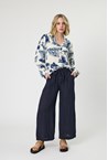 FRINGE PALAZZO PANT - navy