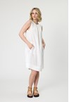 SANDRIA LINEN DRESS - white