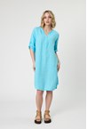 LUCCA LINEN DRESS - aqua