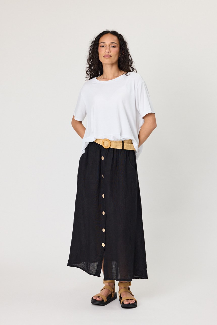 LINEN BUTTON SKIRT