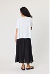 LINEN BUTTON SKIRT - black