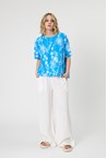 LINEN PRINT SOPHIE TOP - cobalt