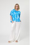 LINEN PRINT SOPHIE TOP - cobalt
