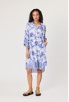 VISCOSE BORDER DRESS - blue