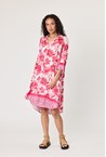 VISCOSE BORDER DRESS - poppy