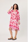 VISCOSE BORDER DRESS - poppy