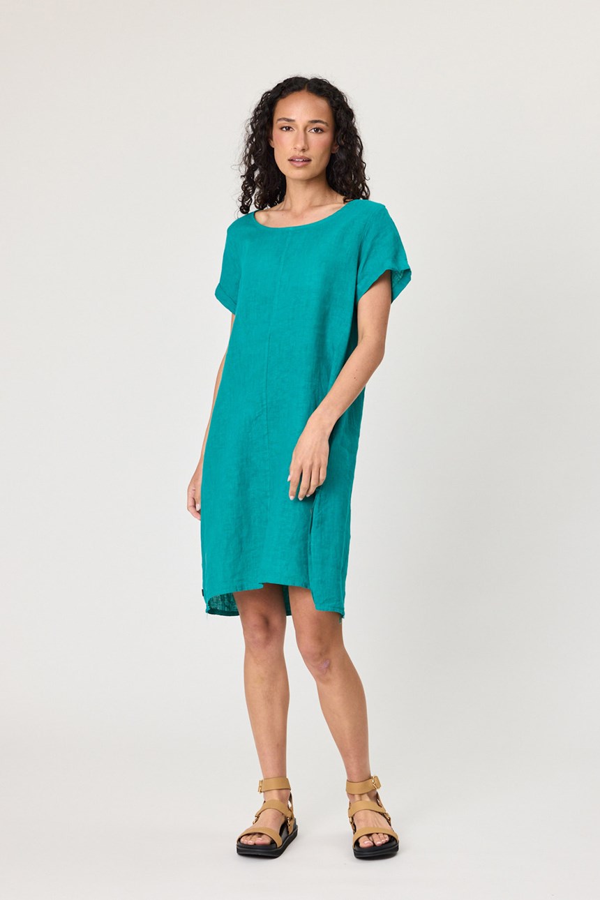 LINEN SIDE BUTTON DRESS