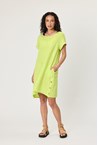 LINEN SIDE BUTTON DRESS - lime