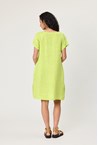 LINEN SIDE BUTTON DRESS - lime