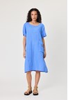 LINEN ONE PKT DRESS - blue