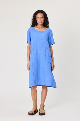 LINEN ONE PKT DRESS
