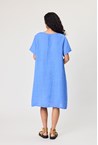 LINEN ONE PKT DRESS - blue