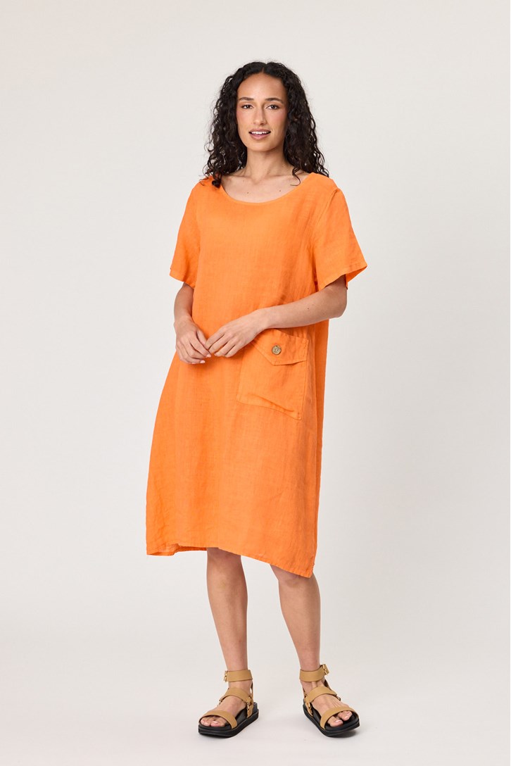 LINEN ONE PKT DRESS