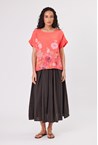 LINEN BELT SKIRT - choc