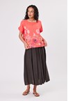 LINEN BELT SKIRT - choc
