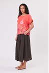 LINEN BELT SKIRT - choc