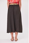 LINEN BELT SKIRT - choc